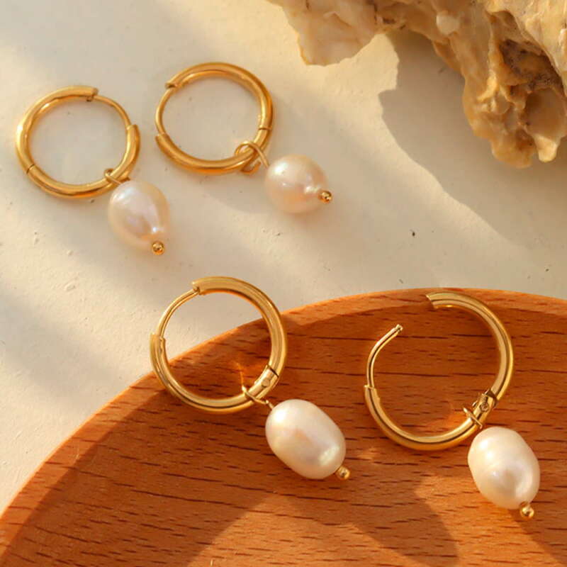 aros perlas chapado 18K 2