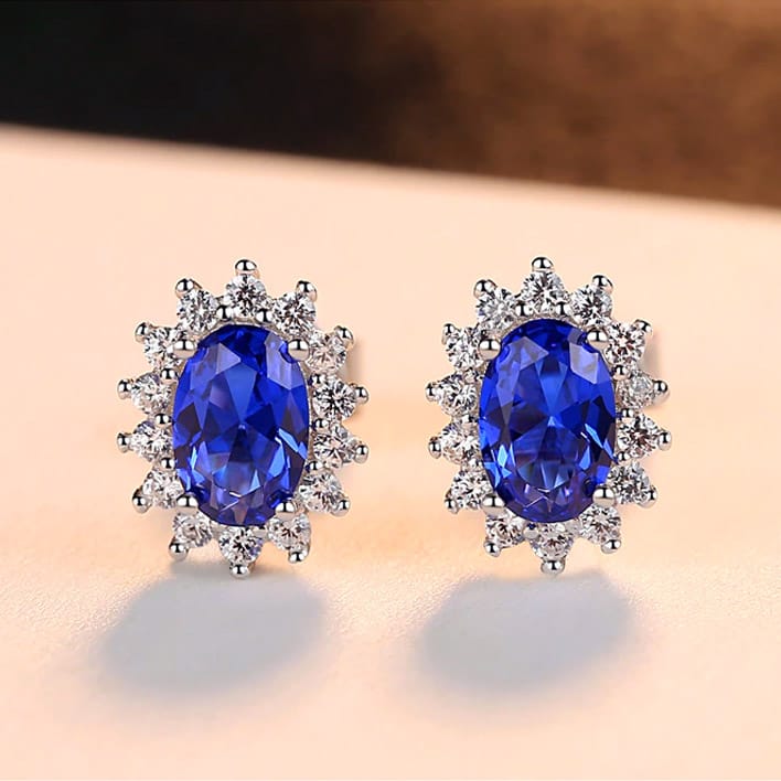 aros de plata esterlina gema azul 1