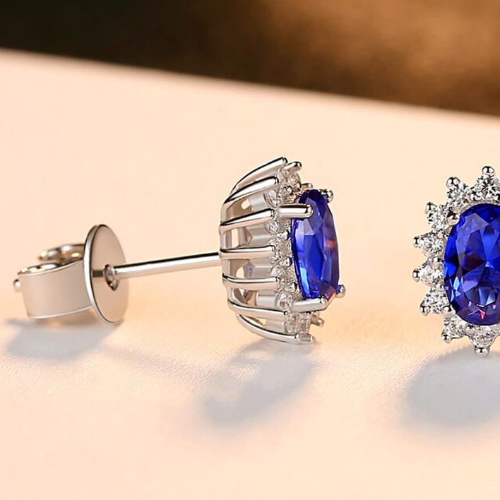 aros de plata esterlina gema azul 4