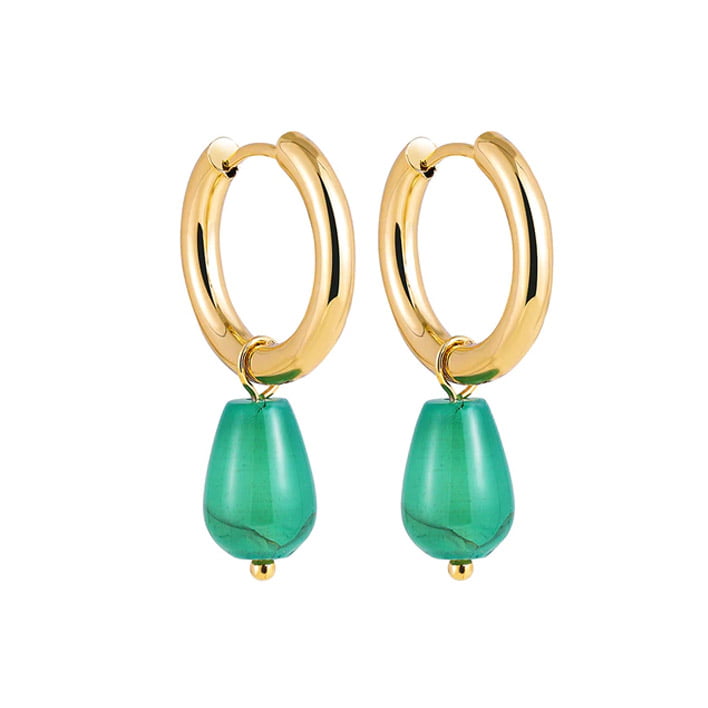 aros dorado piedra verde 1
