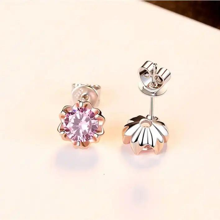aros rosa esterlina circonita 2