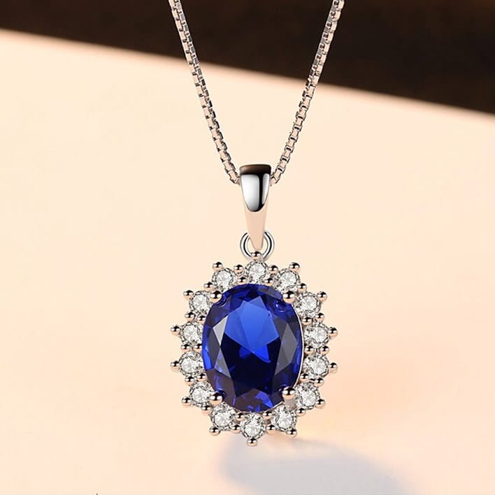 collar de plata esterlina gema azul 1