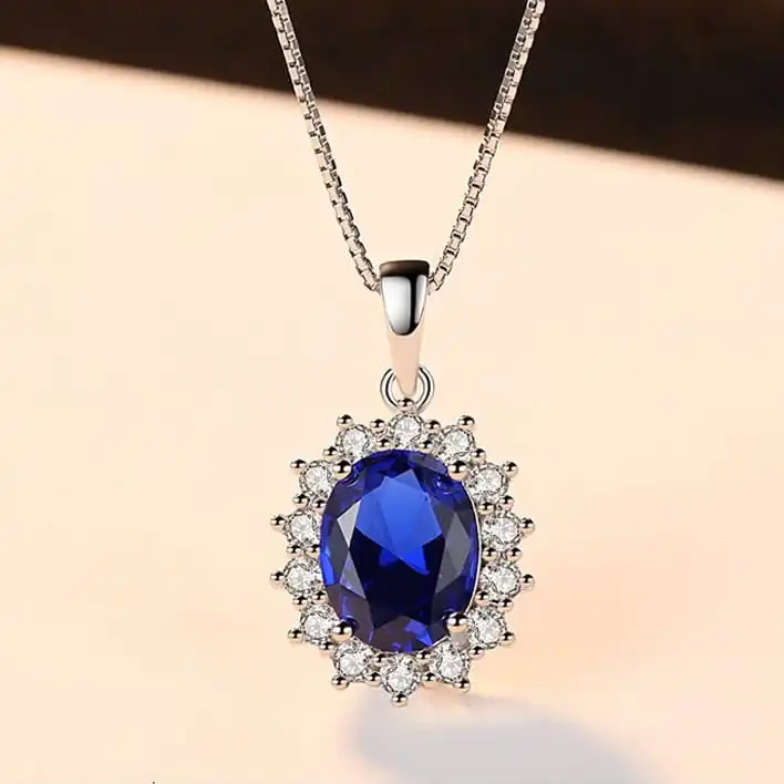 collar de plata esterlina gema azul 1