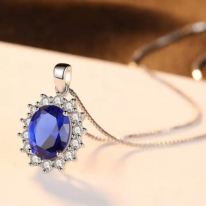 collar de plata esterlina gema azul 2