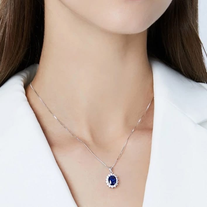 collar de plata esterlina gema azul 3